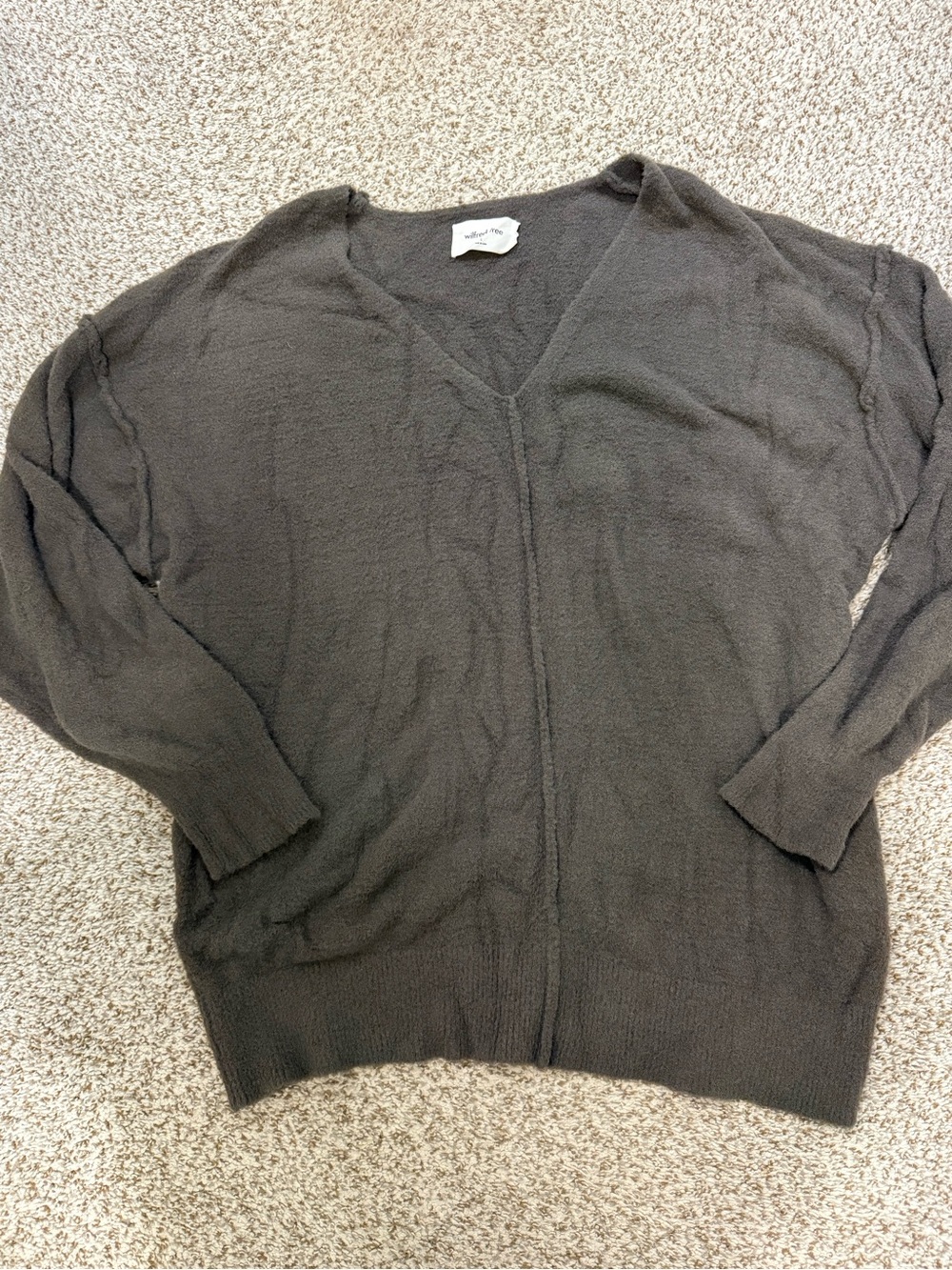 Aritzia Wilfred free chocolate brown v neck sweater sz L large